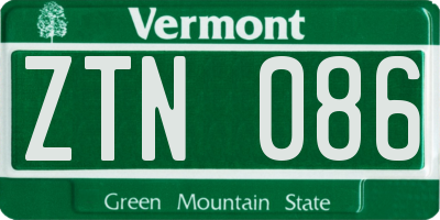 VT license plate ZTN086
