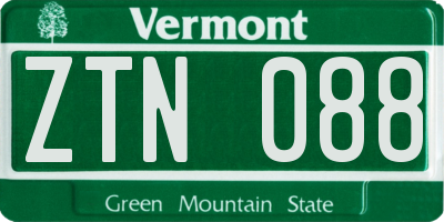 VT license plate ZTN088