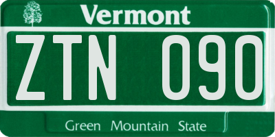 VT license plate ZTN090