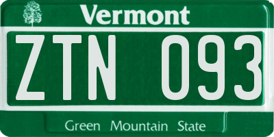 VT license plate ZTN093