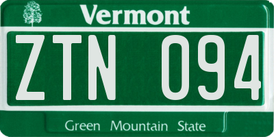 VT license plate ZTN094