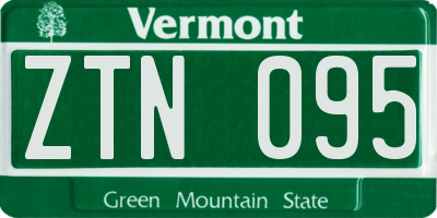 VT license plate ZTN095