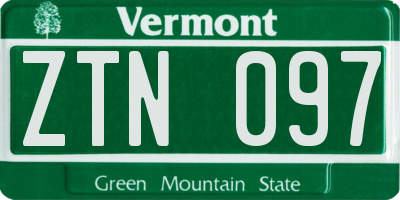 VT license plate ZTN097