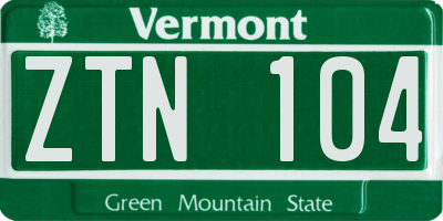 VT license plate ZTN104