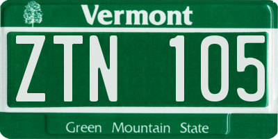 VT license plate ZTN105