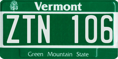 VT license plate ZTN106