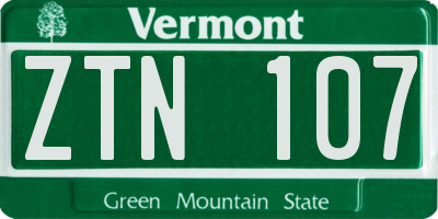 VT license plate ZTN107