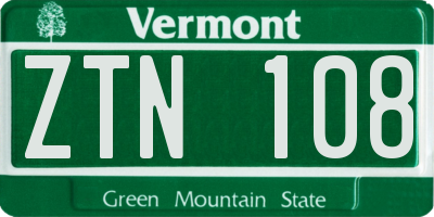 VT license plate ZTN108