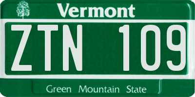 VT license plate ZTN109