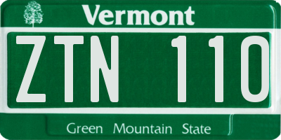 VT license plate ZTN110