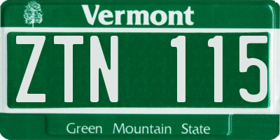 VT license plate ZTN115
