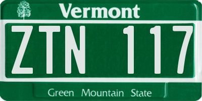 VT license plate ZTN117