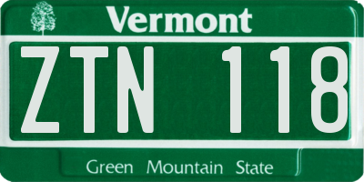 VT license plate ZTN118