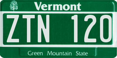 VT license plate ZTN120