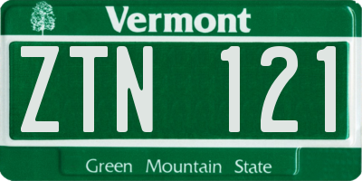 VT license plate ZTN121