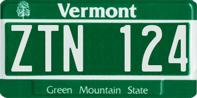 VT license plate ZTN124