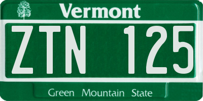 VT license plate ZTN125
