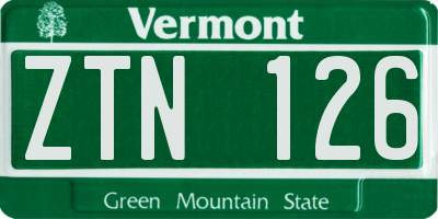 VT license plate ZTN126