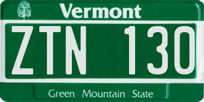 VT license plate ZTN130