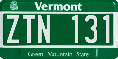 VT license plate ZTN131