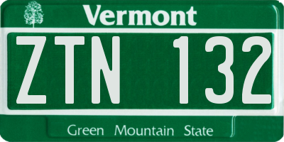VT license plate ZTN132