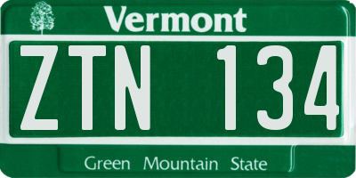 VT license plate ZTN134