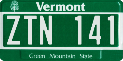 VT license plate ZTN141