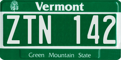VT license plate ZTN142