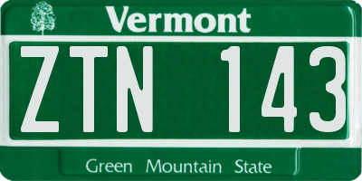 VT license plate ZTN143