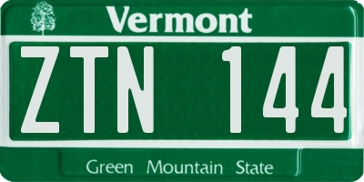 VT license plate ZTN144