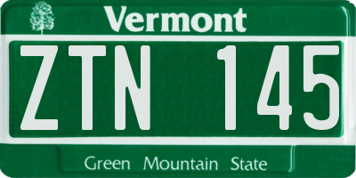 VT license plate ZTN145