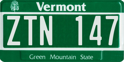VT license plate ZTN147