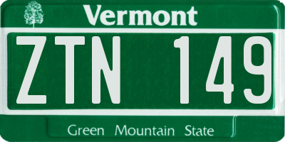 VT license plate ZTN149