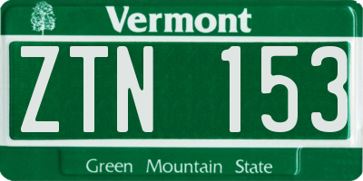 VT license plate ZTN153