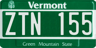 VT license plate ZTN155