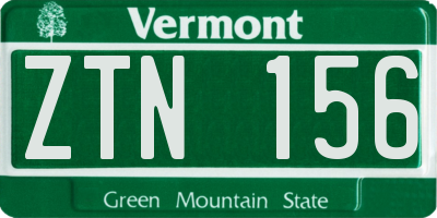 VT license plate ZTN156