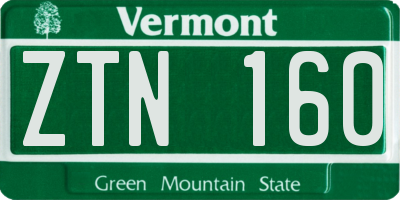 VT license plate ZTN160