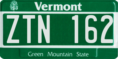 VT license plate ZTN162