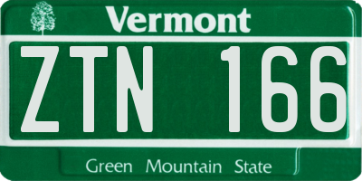 VT license plate ZTN166