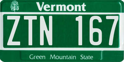 VT license plate ZTN167