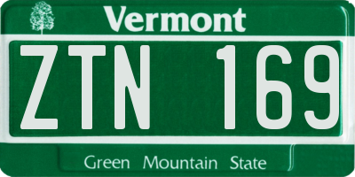 VT license plate ZTN169