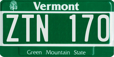 VT license plate ZTN170