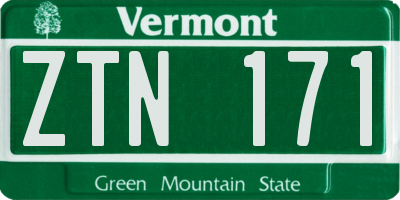 VT license plate ZTN171