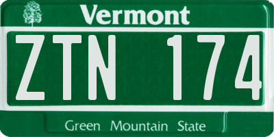 VT license plate ZTN174