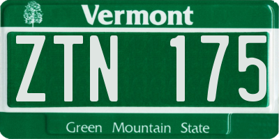 VT license plate ZTN175