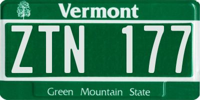 VT license plate ZTN177