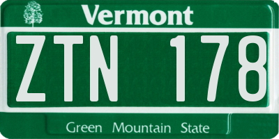 VT license plate ZTN178