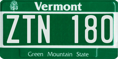 VT license plate ZTN180