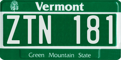 VT license plate ZTN181