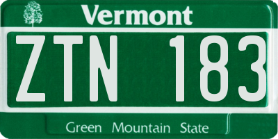 VT license plate ZTN183
